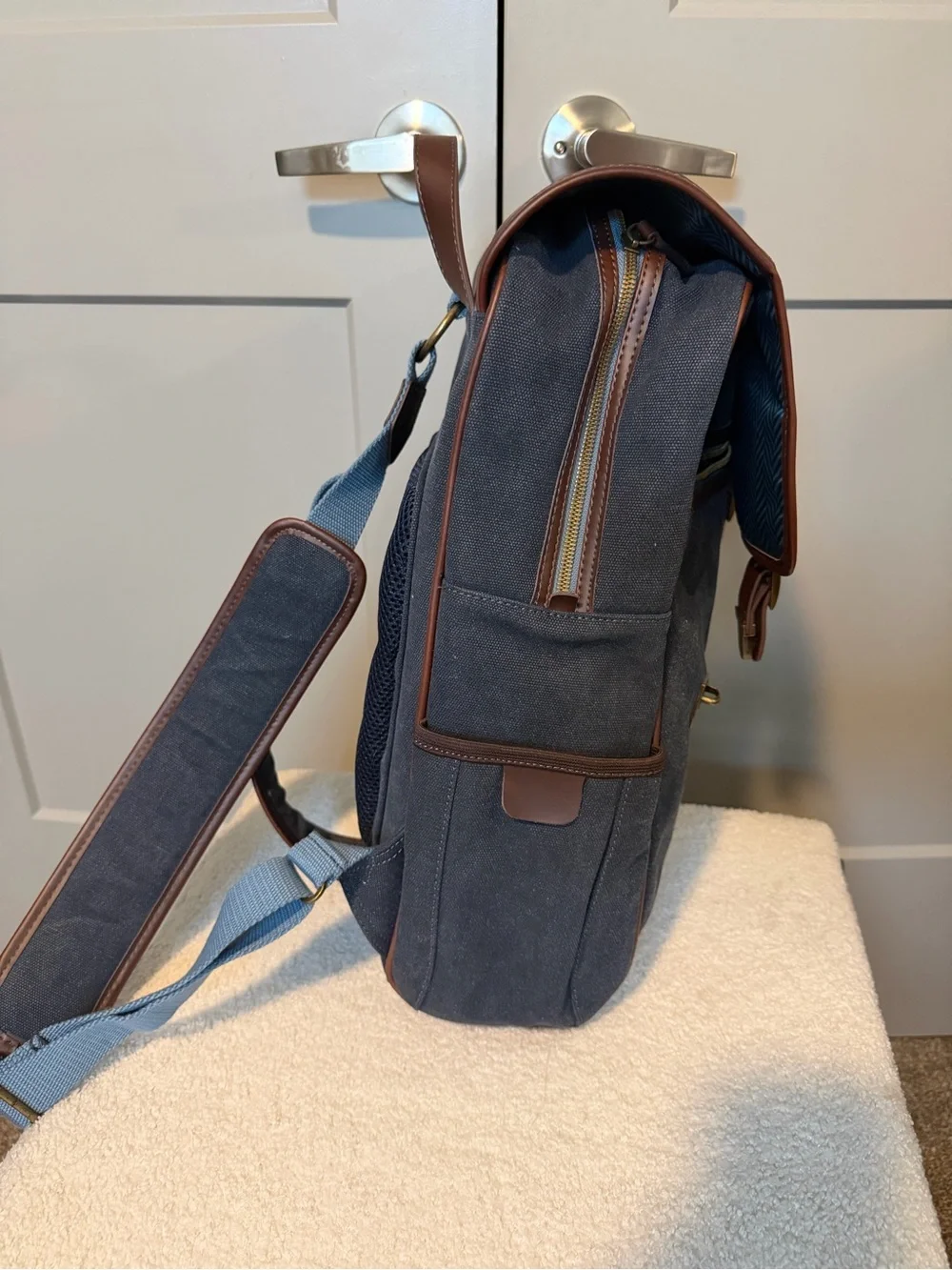 Callaway Navy Canvas and Brown Leather Backpack